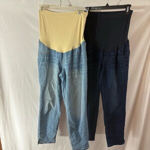 a:glow Maternity Women's Cropped Jegging Jeans - Light Blue and Dark Blue 2 pair